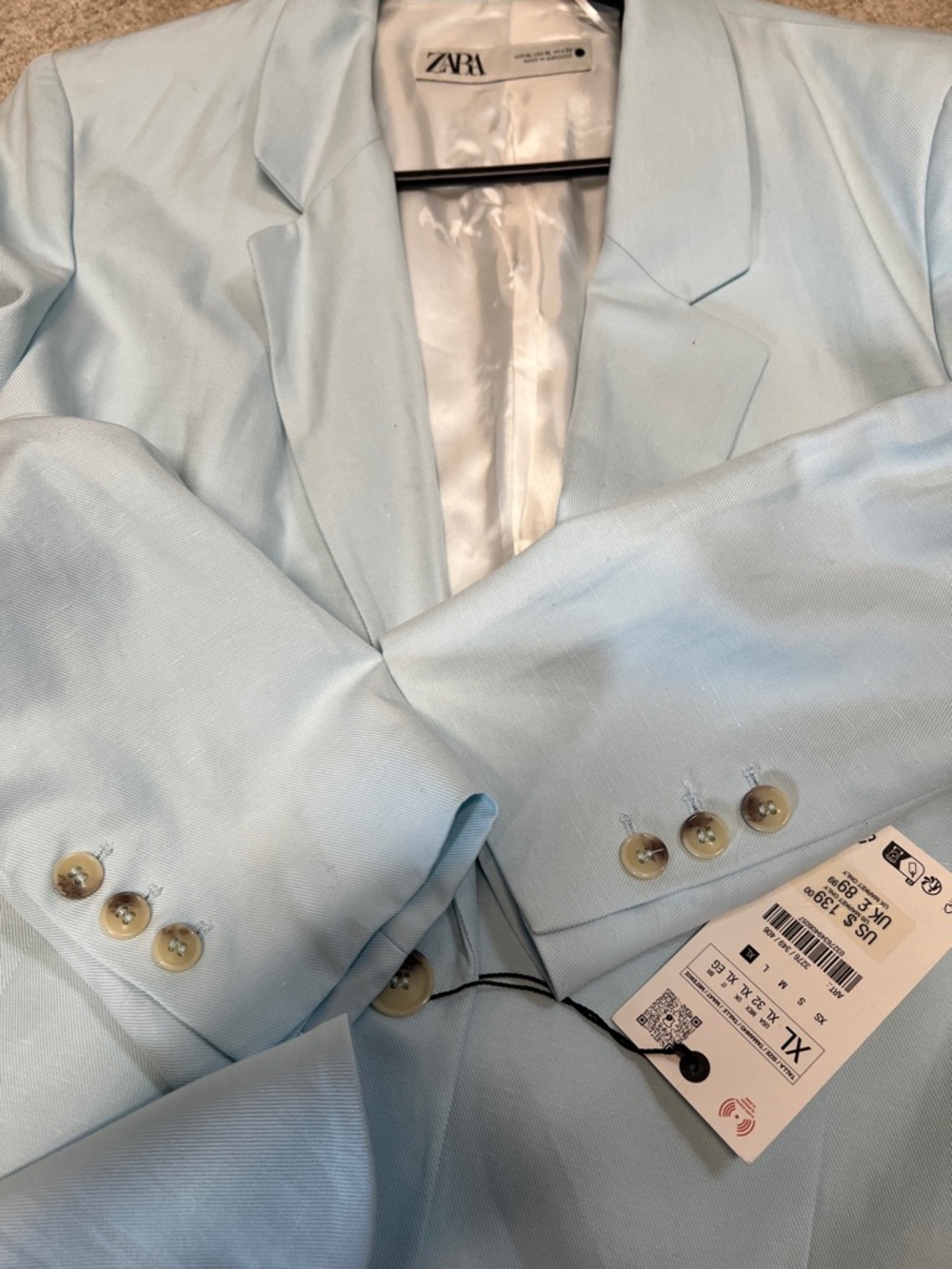 Zara Pastel Blue Single-Breasted Blazer - Picture 10 of 11